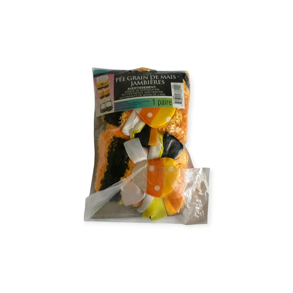 Halloween Candy Corn Leg Warmers Kids 4-6 Orange Yellow New Costume Bows